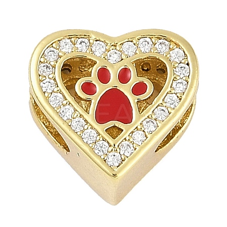 Rack Plating Brass Micro Pave Cubic Zirconia European Beads KK-P287-43G-01-1