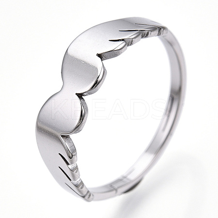 Non-Tarnish 304 Stainless Steel Wing Adjustable Ring for Women RJEW-T027-10P-1