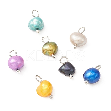 Dyed Natural Cultured Freshwater Pearl Charms PALLOY-JF02133-02-1