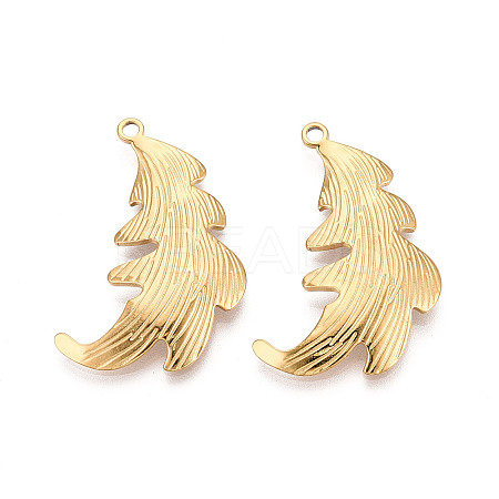 304 Stainless Steel Leaf Pendants STAS-T069-39G-1