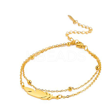 Feather 201 Stainless Steel Link Double Layer Anklets for Women FS-WGD6197-04-1