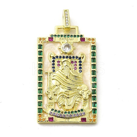Brass Micro Pave Cubic Zirconia Pendants with Enamel KK-H458-03G-20-1