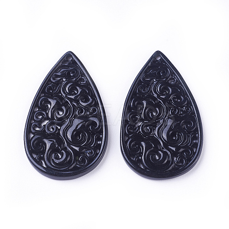 Carved Natural White Jade Pendants G-L495-40A-1