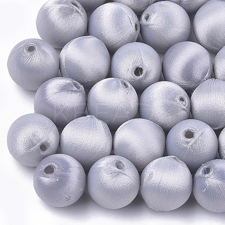 Polyester Thread Fabric Covered Beads WOVE-T007-20mm-08-1