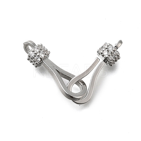 Brass Cubic Zirconia Hook and S-Hook Clasps KK-Q048-05P-1