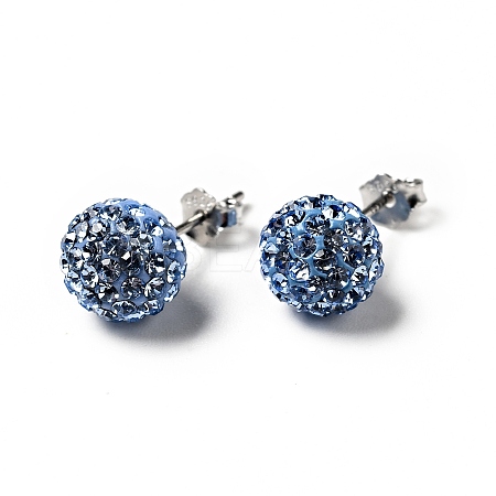 Gifts for Her Valentines Day 925 Sterling Silver Austrian Crystal Rhinestone Ball Stud Earrings for Girl Q286H081-1