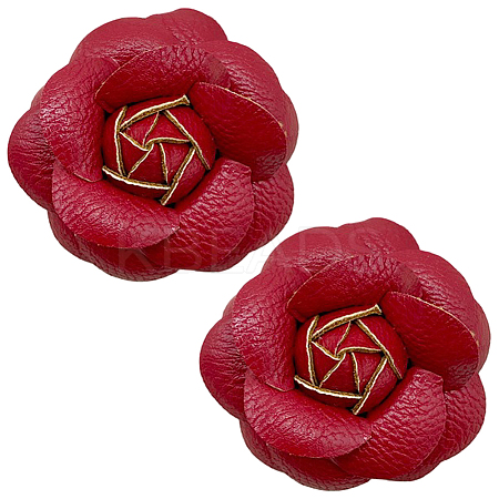Flower Imitation Leather Shoe Decoration AJEW-WH20020-341A-1