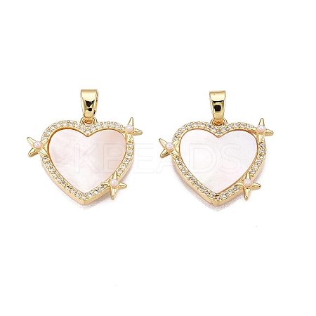 Brass Micro Pave Clear Cubic Zirconia Pendants KK-N254-198G-1