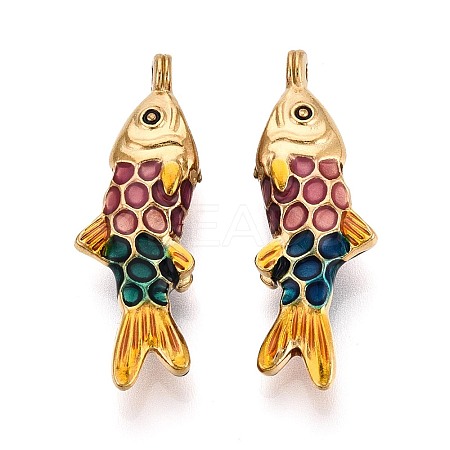 304 Stainless Steel and Enamel Pendants STAS-T068-99B-G-1