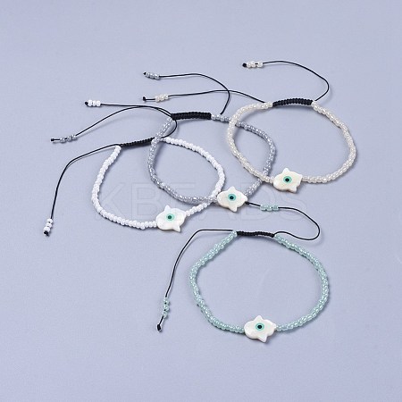 Adjustable Nylon Thread Braided Beads Bracelets BJEW-JB04370-1