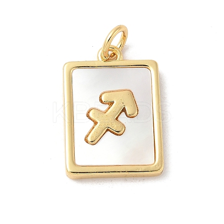 Brass Pave Natural White Shell Pendants KK-S522-09G-F-1