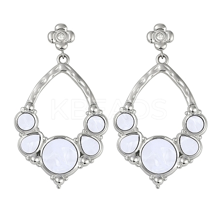 304 Stainless Steel Enamel Flower Dangle Stud Earrings EJEW-Z075-09P-01-1