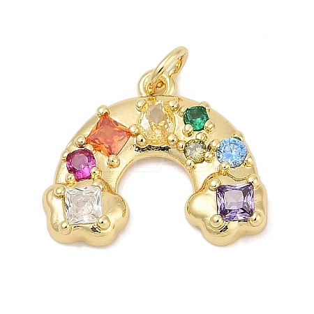Brass Micro Pave Cubic Zirconia Pendants KK-U058-40G-1