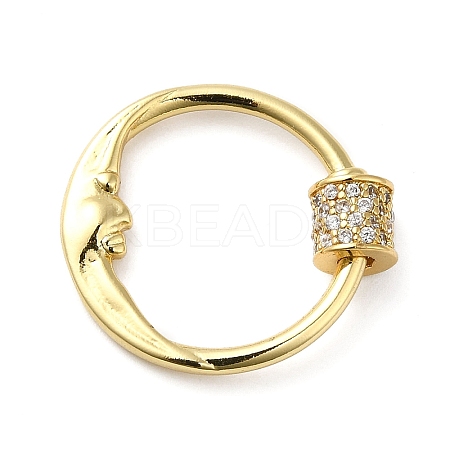Rack Plating Brass Micro Pave Clear Cubic Zirconia Screw Carabiner Lock Charms KK-D047-08G-1
