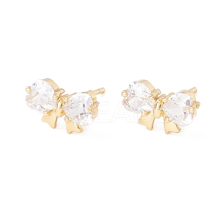 Clear Cubic Zirconia Bowknot Stud Earrings EJEW-F282-43G-1