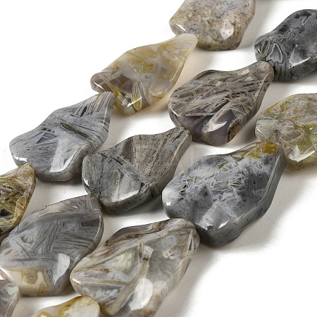 Natural Bamboo Leaf Agate Beads Strands G-NH0014-F01-01-1