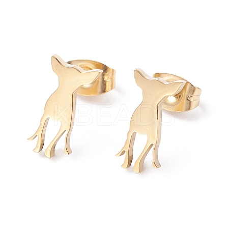 Deer Shape 304 Stainless Steel Stud Earrings for Women EJEW-Z017-11G-1