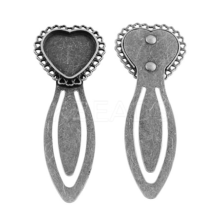 Tibetan Style Heart Bookmark Cabochon Settings TIBE-S150-AS-NR-1