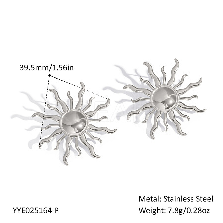 304 Stainless Steel Sun Stud Earrings HU6679-2-1