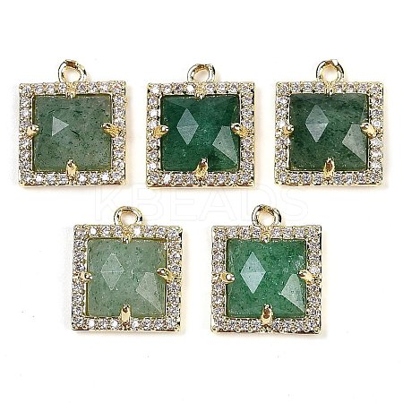 Natural Green Strawberry Quartz Faceted Square Charms G-I375-06G-07-1