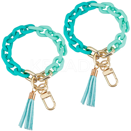 2Pcs Acrylic Cable Chain Bracelet Pendant Decorations AJEW-SC0003-71C-1