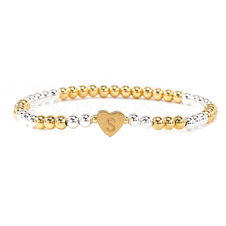 Brass Beads Stretch Bracelets for Women CW0227-17-1