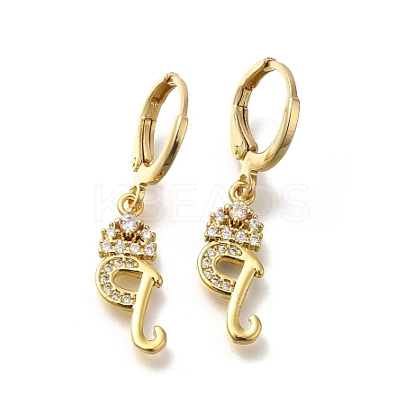 Brass Clear Cubic Zirconia Hoop Earrings EJEW-M045-01Q-1