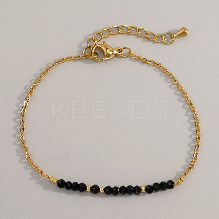 Natural Obsidian Beads Link Bracelets AL8612-8-1