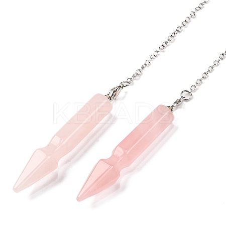 Natural Rose Quartz Pointed Dowsing Pendulums G-Q184-04C-P-1