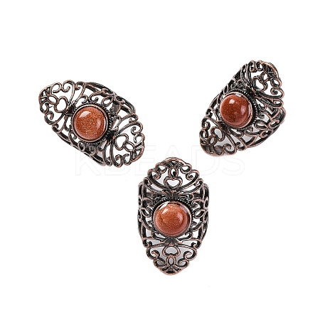 Synthetic Goldstone Retro Finger Rings RJEW-B067-02R-22-1