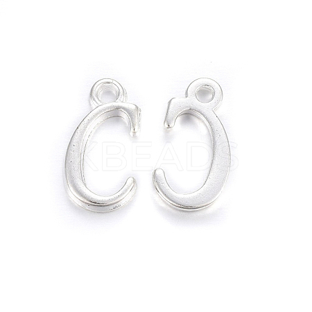 Silver Color Plated Alloy Letter Pendants PALLOY-J718-01S-C-1