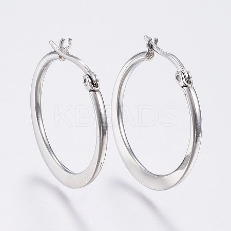 Tarnish Resistant 304 Stainless Steel Hoop Earrings LS-EJEW-F105-22P-1