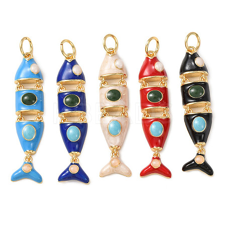 Brass Enamel Pendants KK-C143-44A-G-1