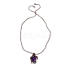 Natural Amethyst Tortoise Pendant Necklace NJEW-K258-02G-1