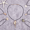 6Pcs 6 Style Natural Shell Pendant Necklaces Set with Wax Cords for Women NJEW-AN0001-42-3