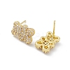 Bear Rack Plating Brass Cubic Zirconia Stud Earrings for Women EJEW-K245-25G-2