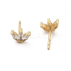 Brass Micro Pave Clear Cubic Zirconia Stud Earrings EJEW-R016-01G-04-4
