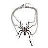 Alloy Jet Rhinestone Halloween Spider Pendant 3 Layer Choker Necklaces for Women LS-NJEW-P336-01P-2