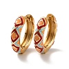 Enamel Rhombus Pattern Huggie Hoop Earrings EJEW-K093-02G-2