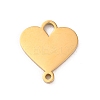 304 Stainless Steel Heart Connector Charms STAS-R222-01G-1