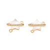 Brass Micro Pave Clear Cubic Zirconia Star Connector Charms KK-B102-27G-1