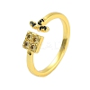 Square Cubic Zirconia Open Cuff Rings RJEW-L120-003G-1