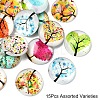15Pcs Tree of Life Printed with Half Round Glass Cabochons GGLA-YW0001-19-1