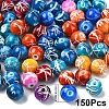 150Pcs Spray Painted Drawbench Acrylic Round Beads ACRP-YW0001-12B-1