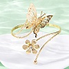 Flower & Butterfly Alloy Arm Cuff Bangles for Girl Women AJEW-A063-01F-G-3