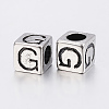 304 Stainless Steel Large Hole Letter European Beads LS-STAS-H428-01AS-G-2