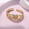 Brass Micro Pave Cubic Zirconia Cuff Finger Rings RJEW-C120-25G-01-3