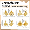 8Pcs 4 Styles Brass Charms KK-LP0004-12G-2