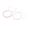 2Pcs 2 Colors Peach Blossom Braided Cord Bracelet BJEW-JB07610-02-1