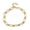 Ion Plating(IP) 304 Stainless Steel Textured Oval Link Chain Bracelets for Women BJEW-B092-08G-01-4